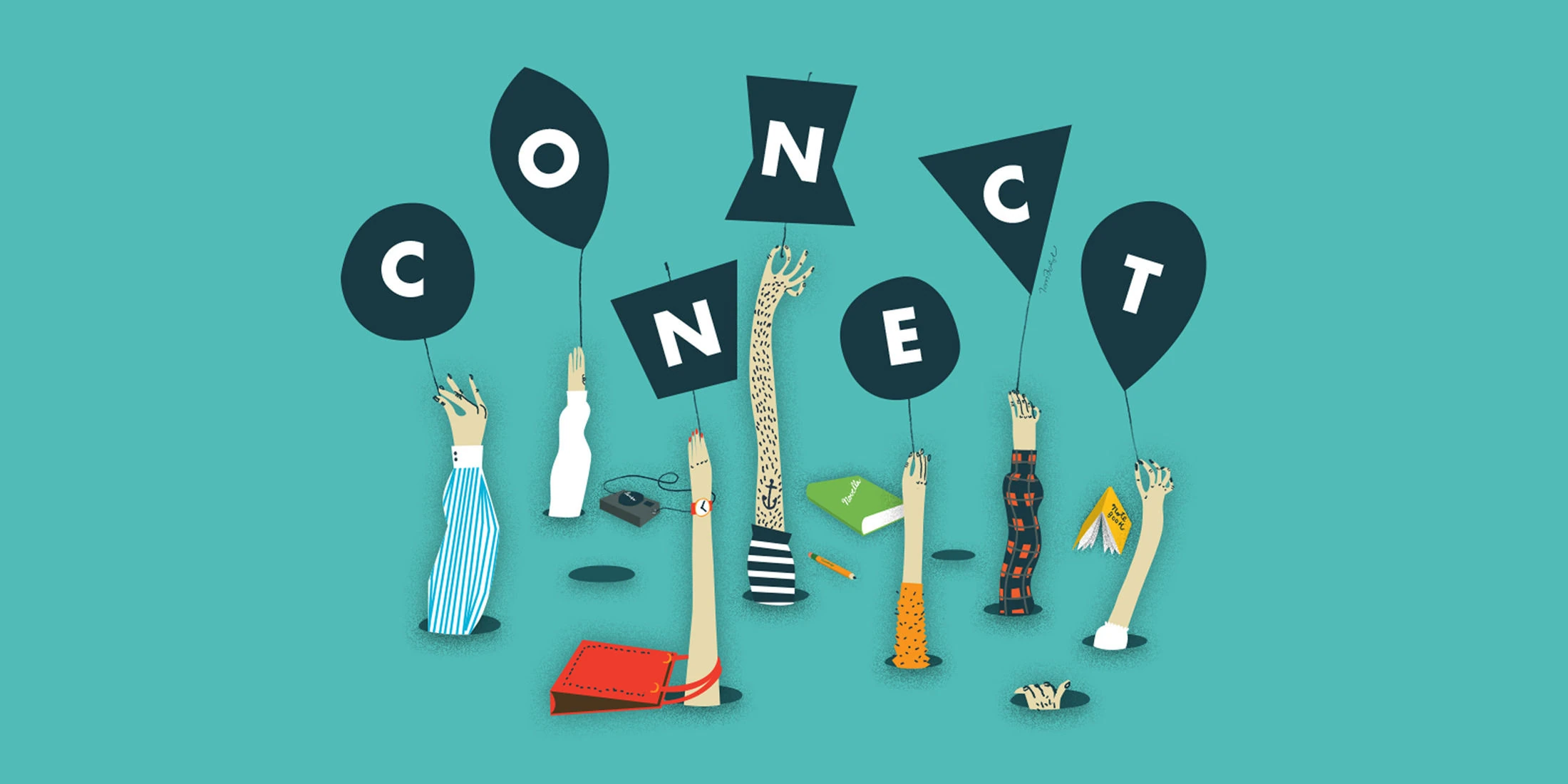 A graphic spelling out the word Connect.