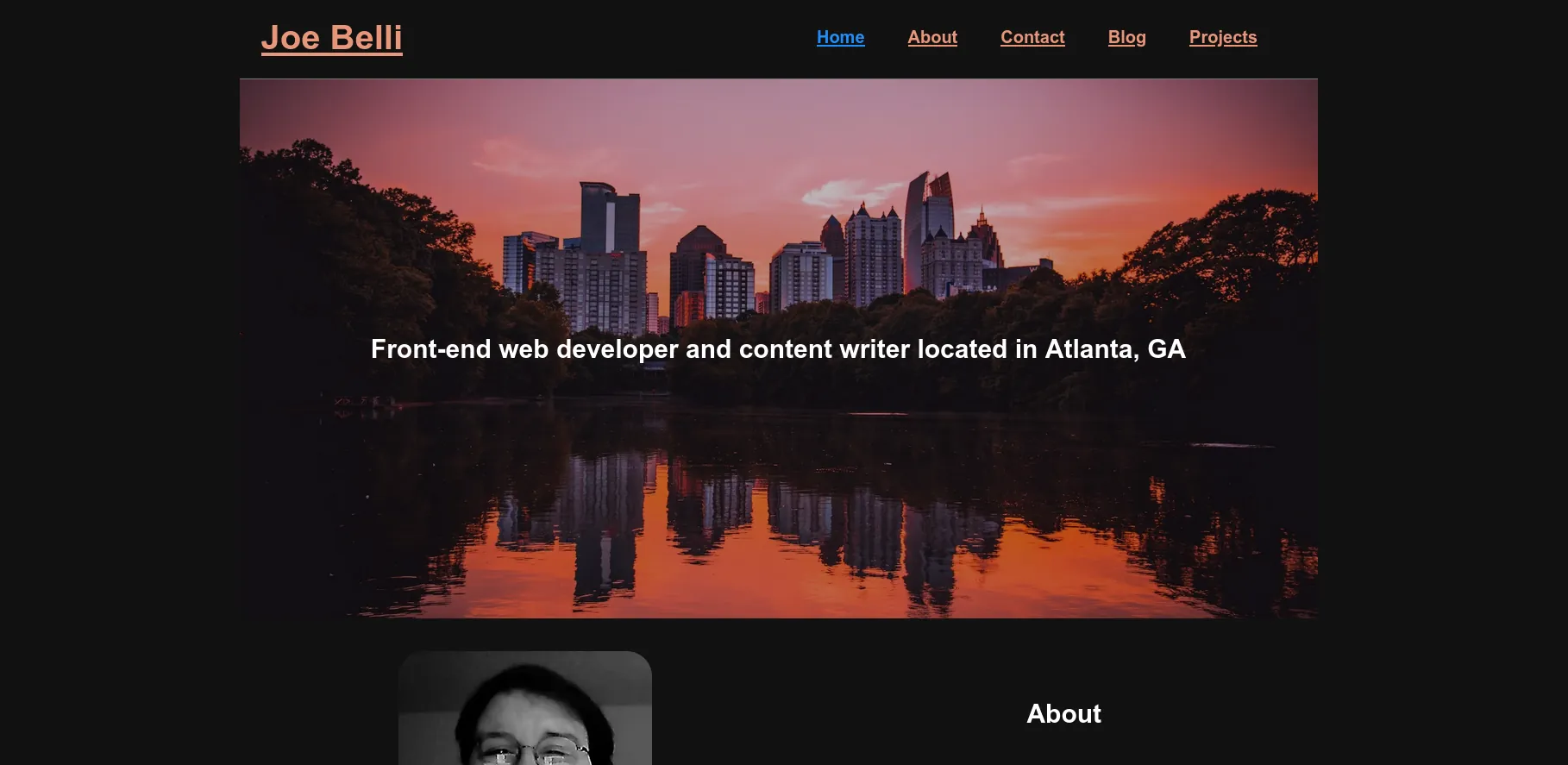 A Screenshot of Joe Belli's Website